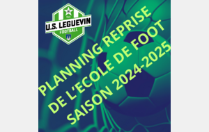 PLANNING DE REPRISE DE L'ECOLE DE FOOT